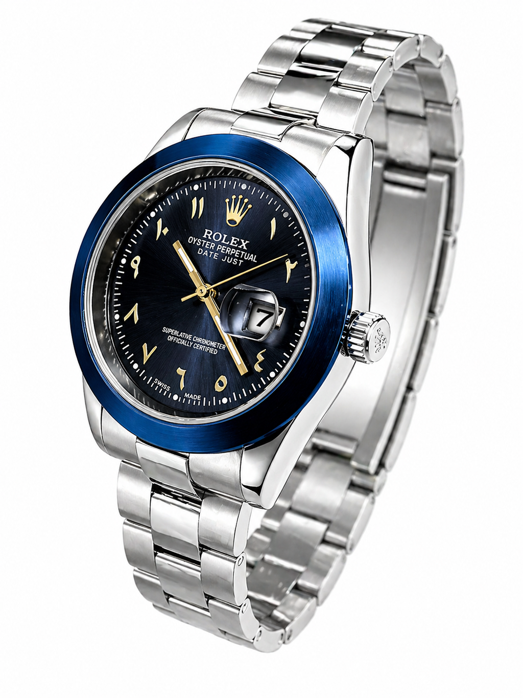 White and Blue Rolex watch