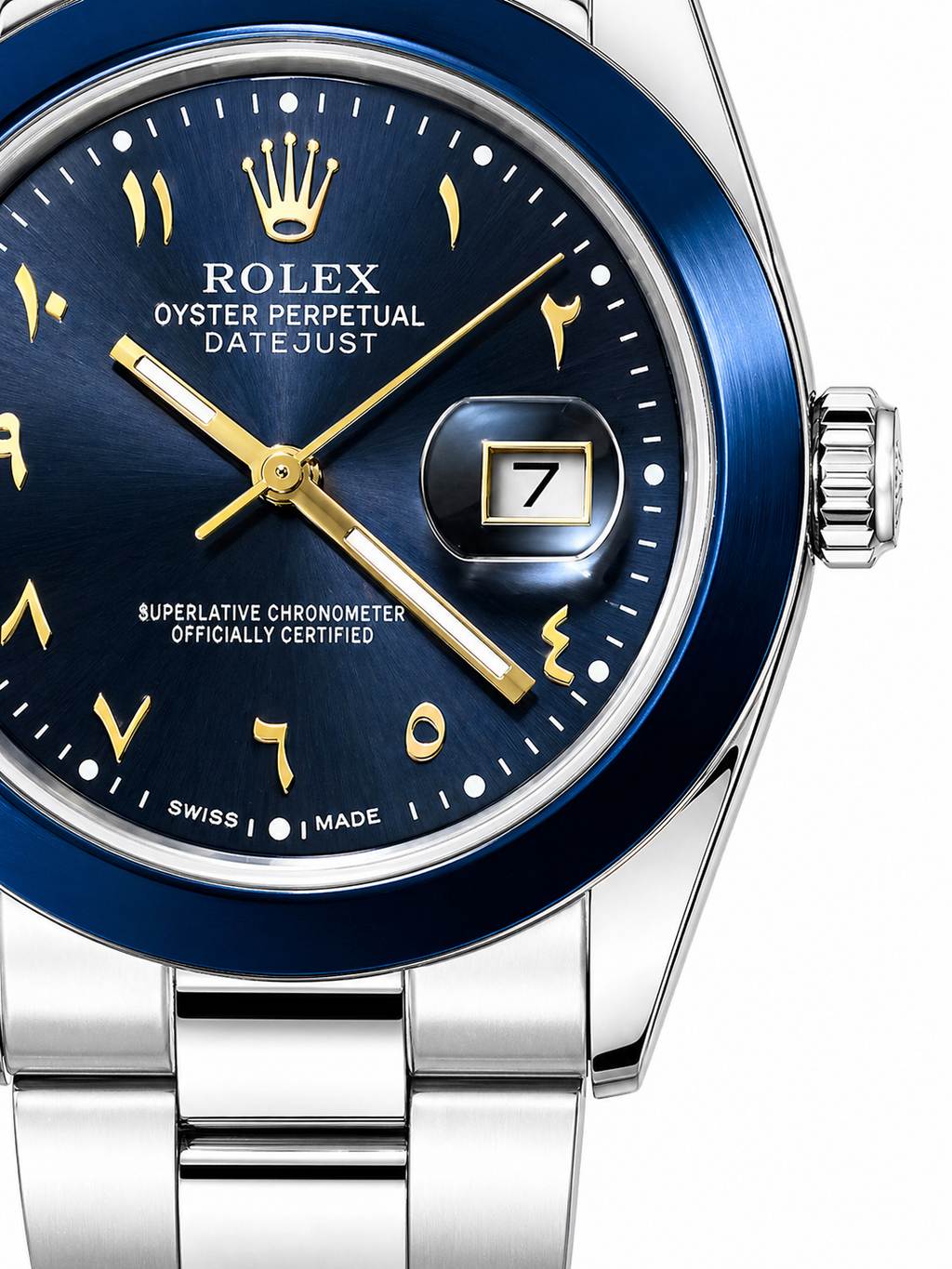 White and Blue Rolex watch