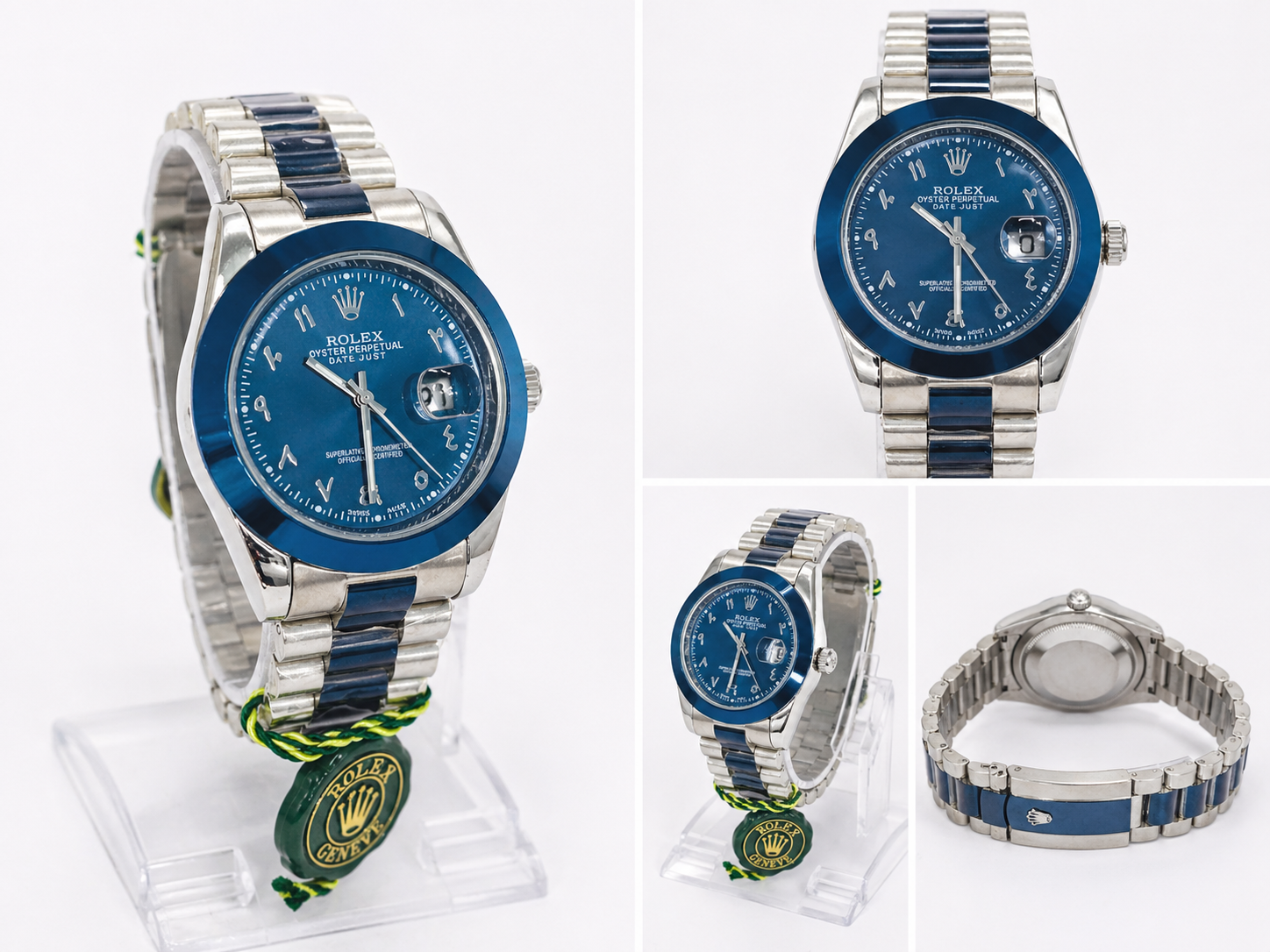 White and Blue Rolex watch