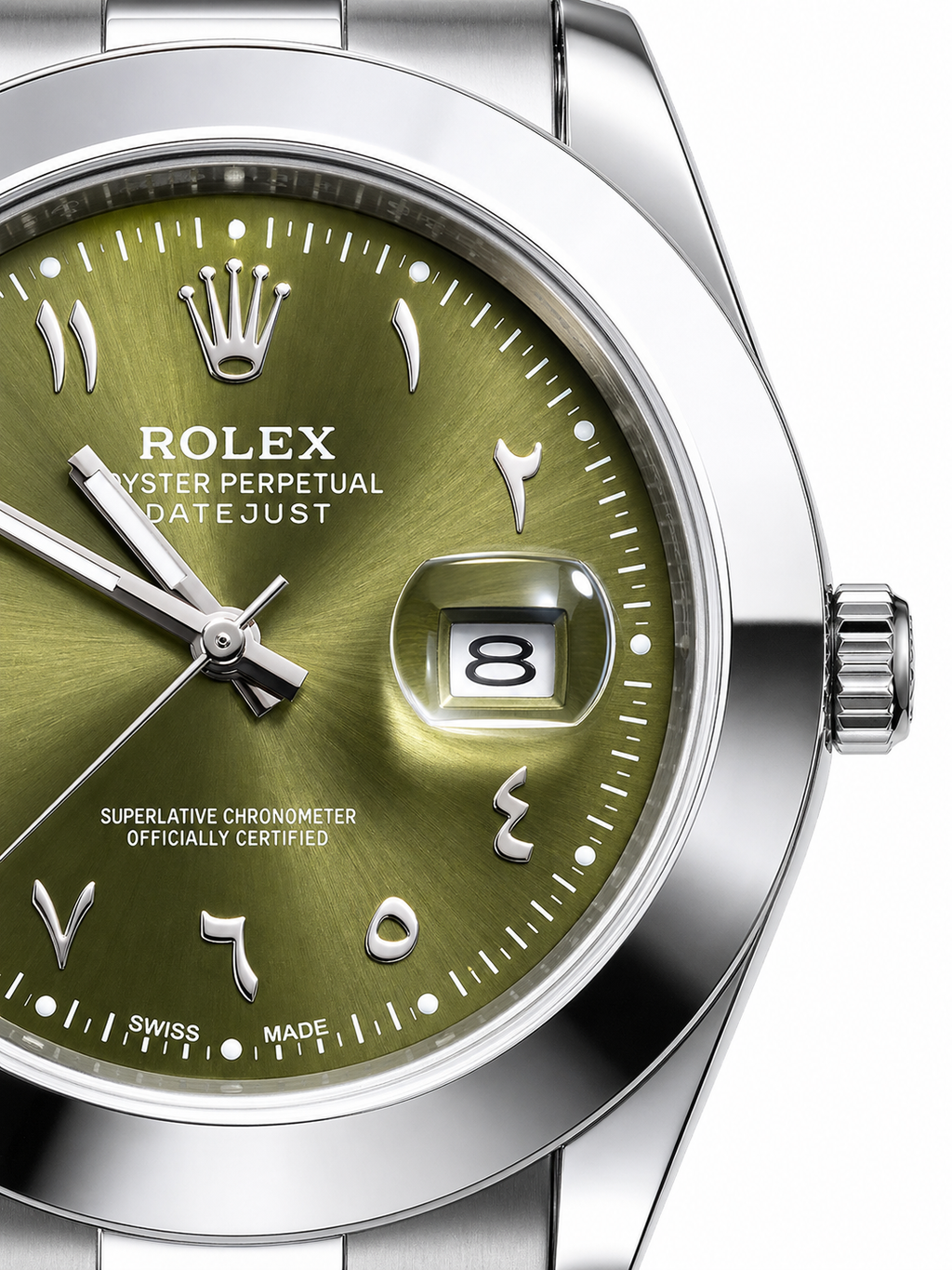 White and Green Rolex watch