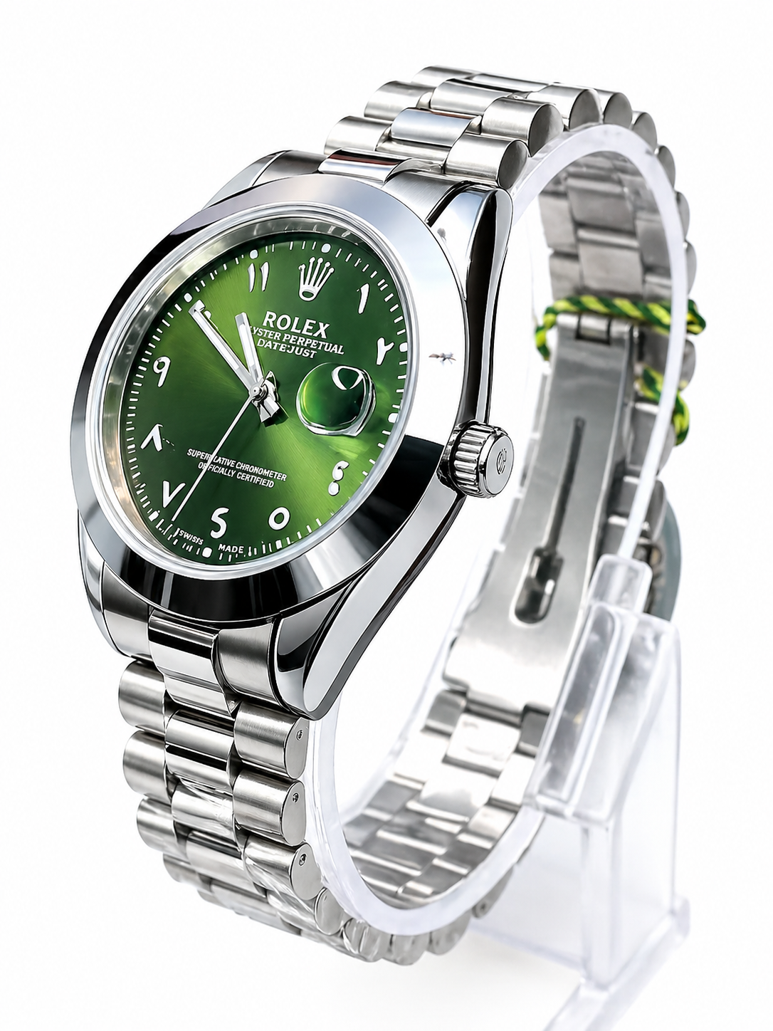White and Green Rolex watch