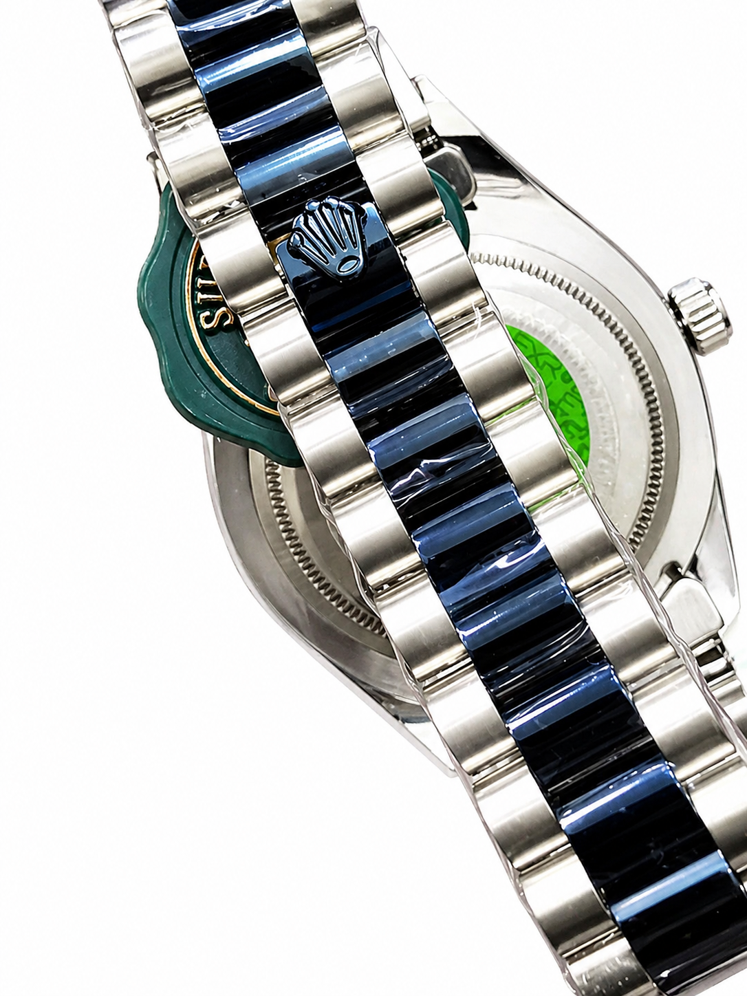 White and Blue Rolex watch